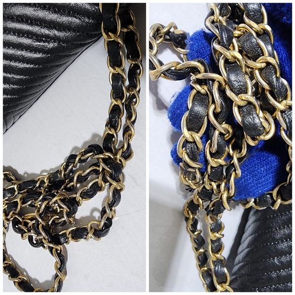 CHANEL Calfskin Chevron Quilted Medium Surpique Flap Shoulder Bag Black - Picture 13 of 16